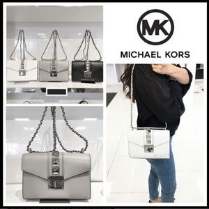 Michael Kors Studded 2WAY Chain Grey Leather Bag